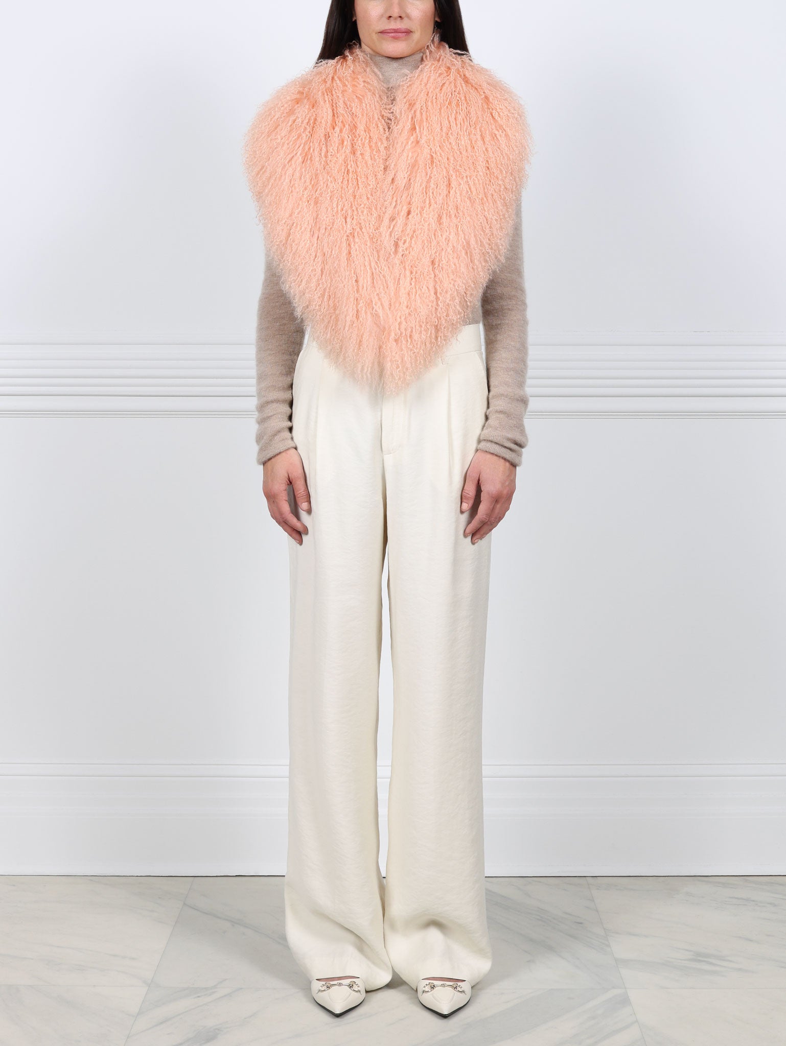 Oversized Curly Shearling Shawl Collar