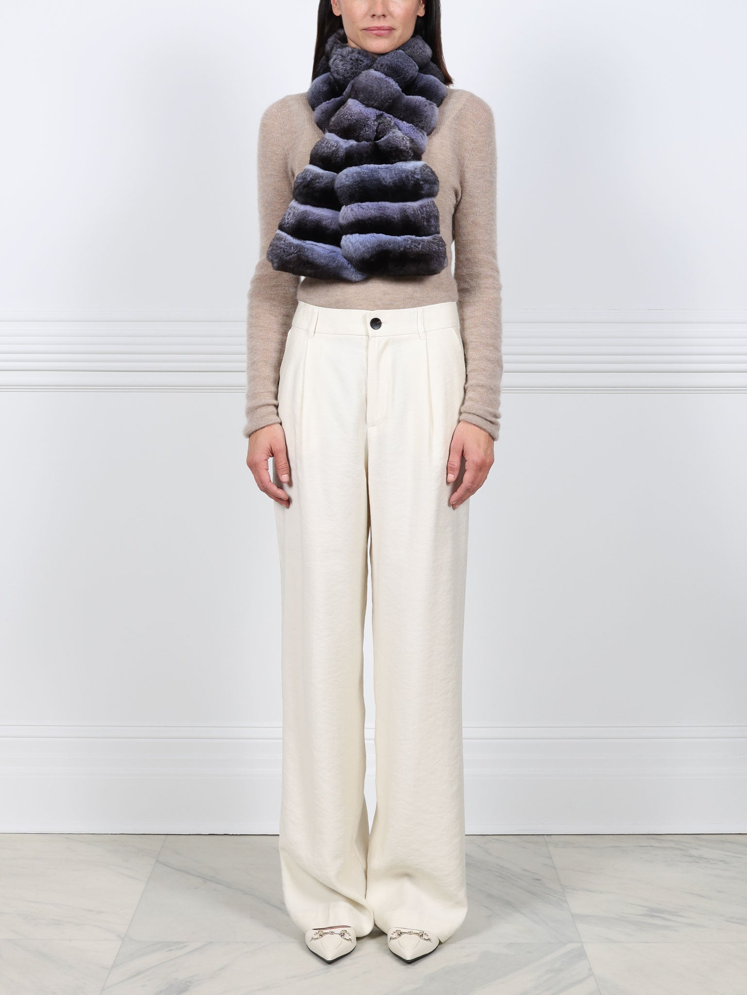 Cross Cut Chinchilla Pull Through Scarf