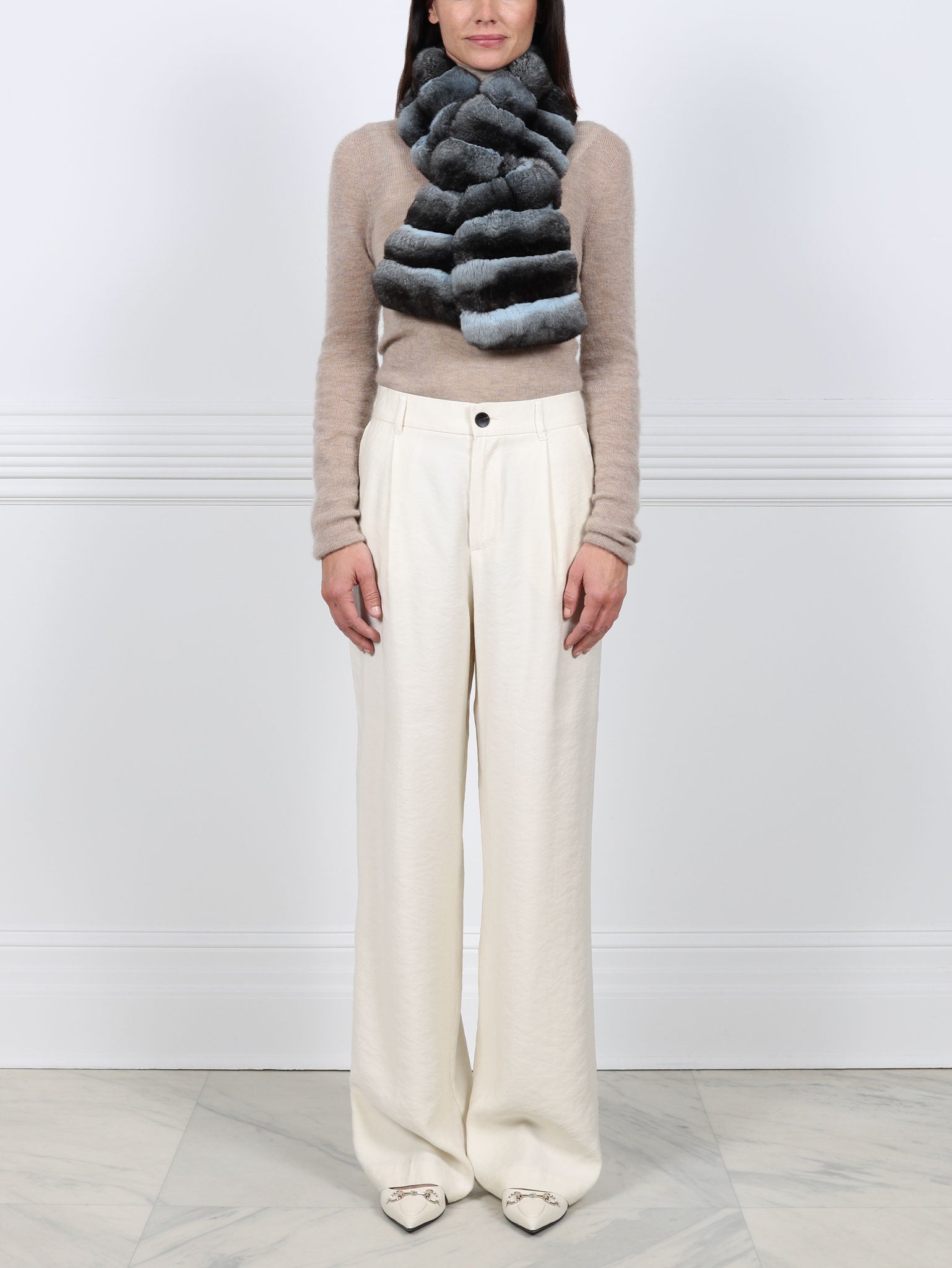 Cross Cut Chinchilla Pull Through Scarf