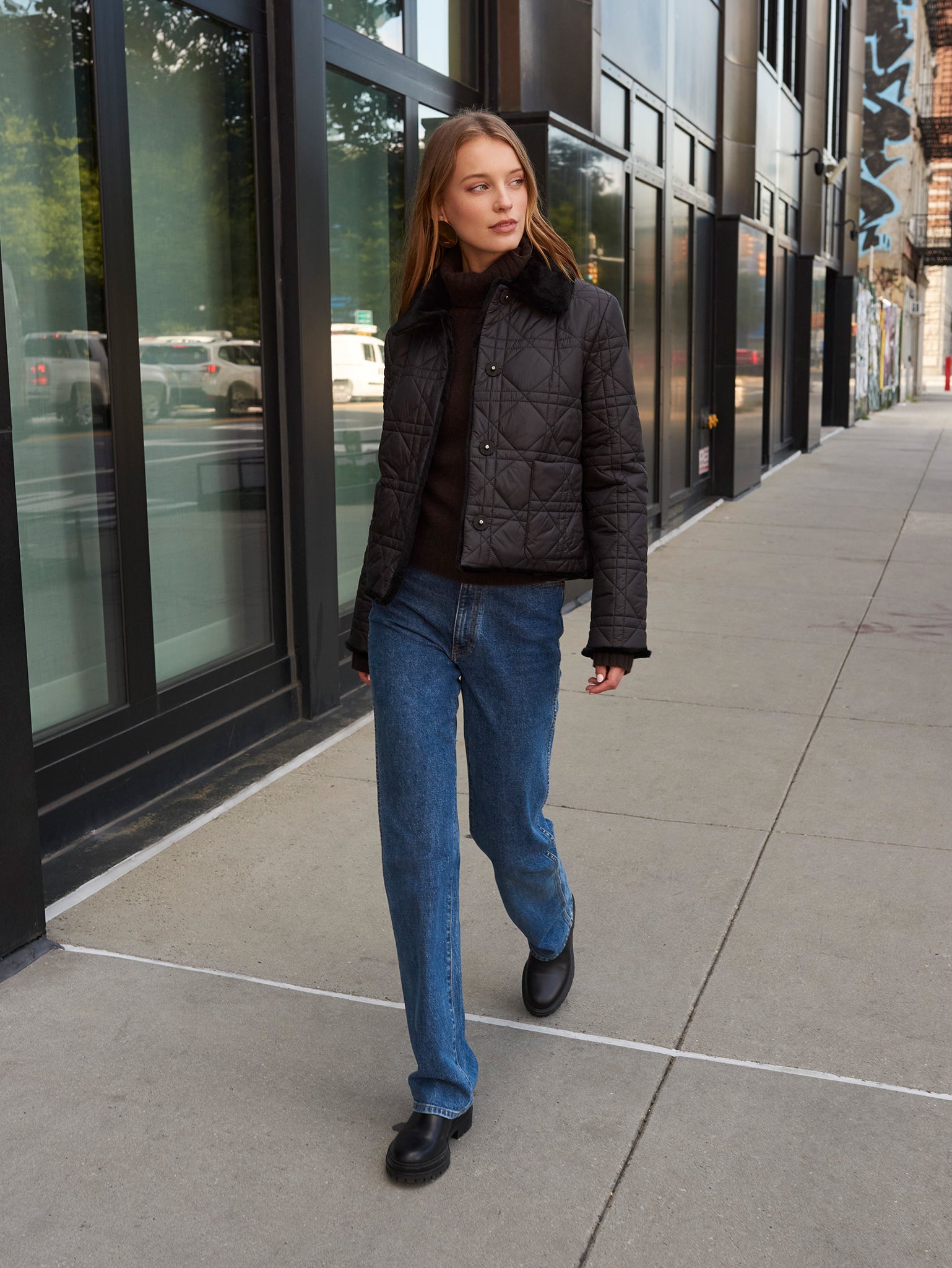 Quilted Sheared Fur Reversible Jacket