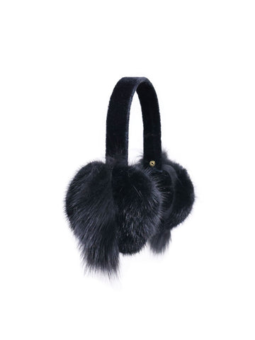Mink and Fox Earmuff in Black