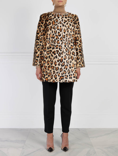 The Jane Mini Leopard Printed Shearling Coat
