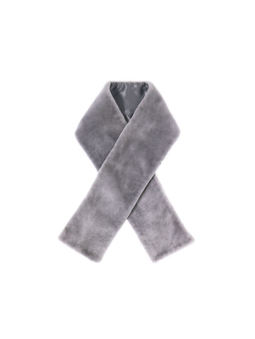 Sheared Shearling Scarf in Grey