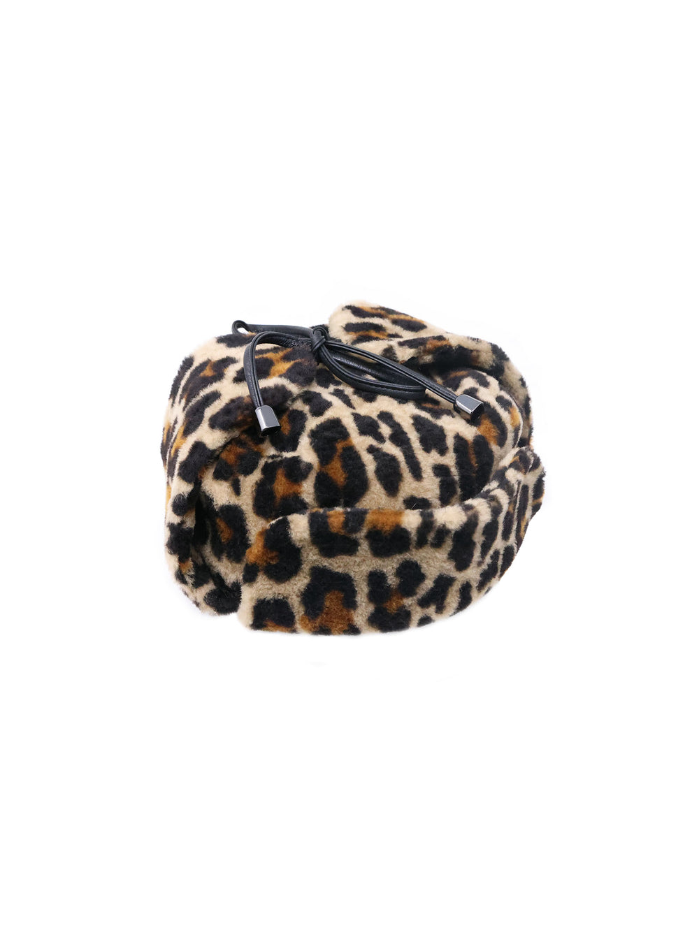Leopard Print Merino Shearling Trapper Hat