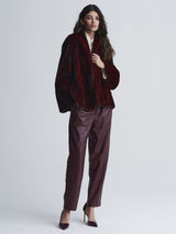 The Grayson Mink Fur Jacket in Burgundy