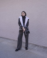 Hooded Shearling Coat With Toggles