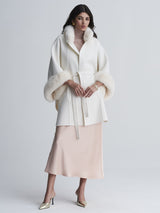 The Jayden Double Face Cashmere Cape with Sable Fur Trim