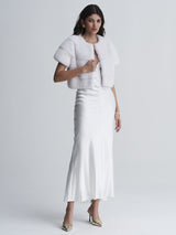The Bridal Collection - The Ellison  White Horizontal Mink Fur Short Jacket