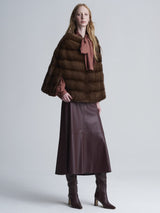 The Valerie Mink Poncho in Brown