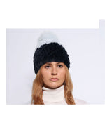 Multi Color Knitted Mink Hat with Pom