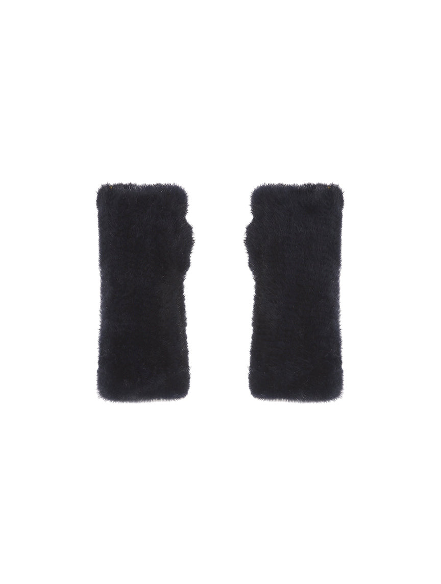 The Short Mink Knitted Fingerless Fur Gloves