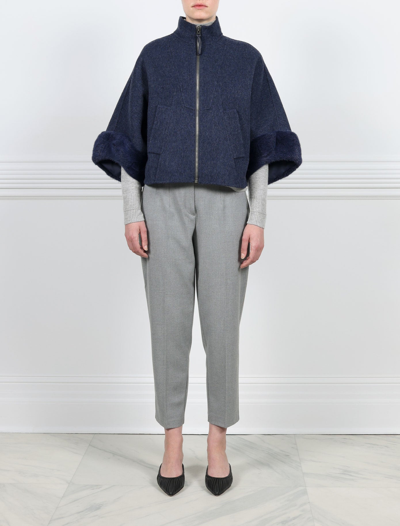 The Maren Wool Jacket with Mink Fur Trim