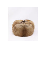 Golden Sable and Metallic Leather Trapper Hat