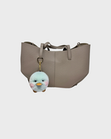 Chick Bag Charm Key Ring Made of Rex Rabbit