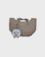 Chick Bag Charm Key Ring Made of Rex Rabbit