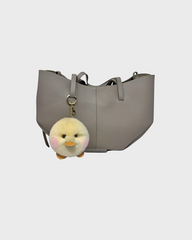 Chick Bag Charm Key Ring Made of Rex Rabbit