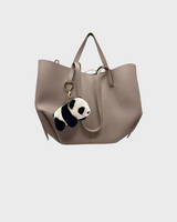 Panda Bag Charm Key Ring Made of Shearling