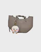 Chick Bag Charm Key Ring Made of Rex Rabbit