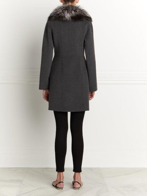 Fox Trimmed Double Faced Wool Cashmere Coat