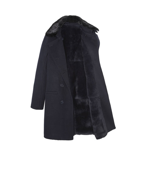 Fur Lined Peacoat with Mink Trim