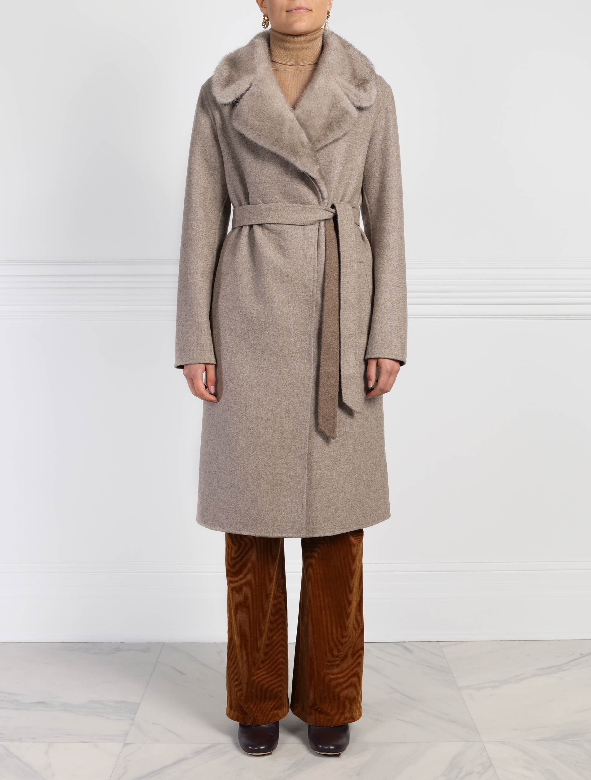 The Aubrey Wool Blend Coat with Mink Fur Collar