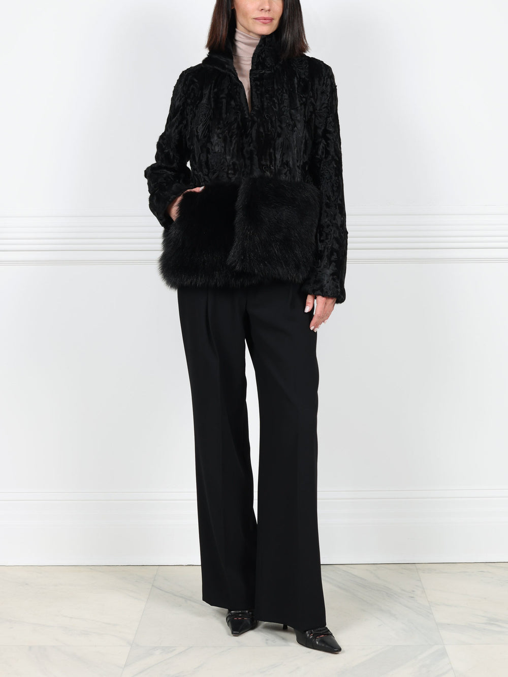 The Dover  Upcycled Lamb Jacket with Fur Trim