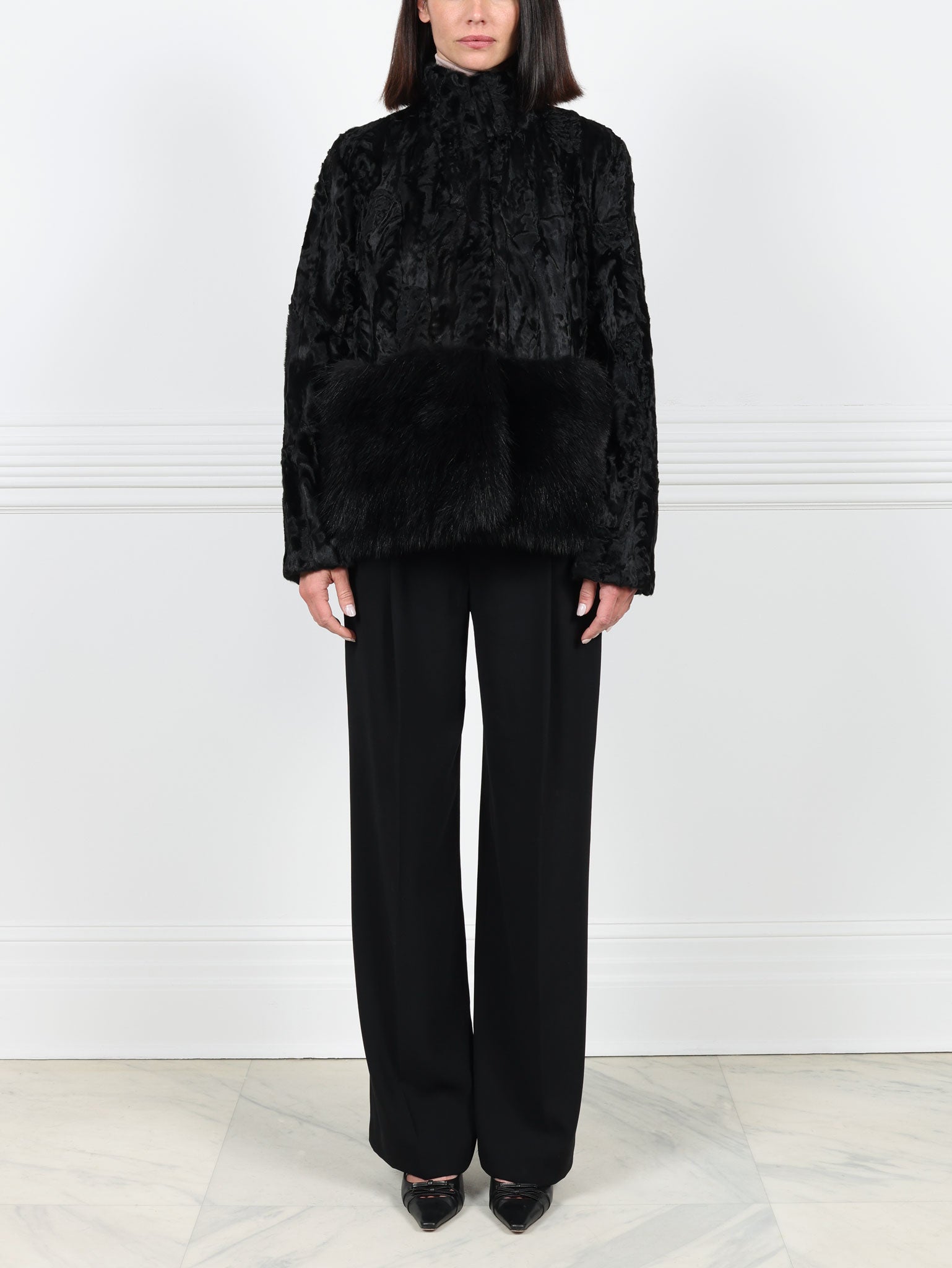 The Dover  Upcycled Lamb Jacket with Fur Trim