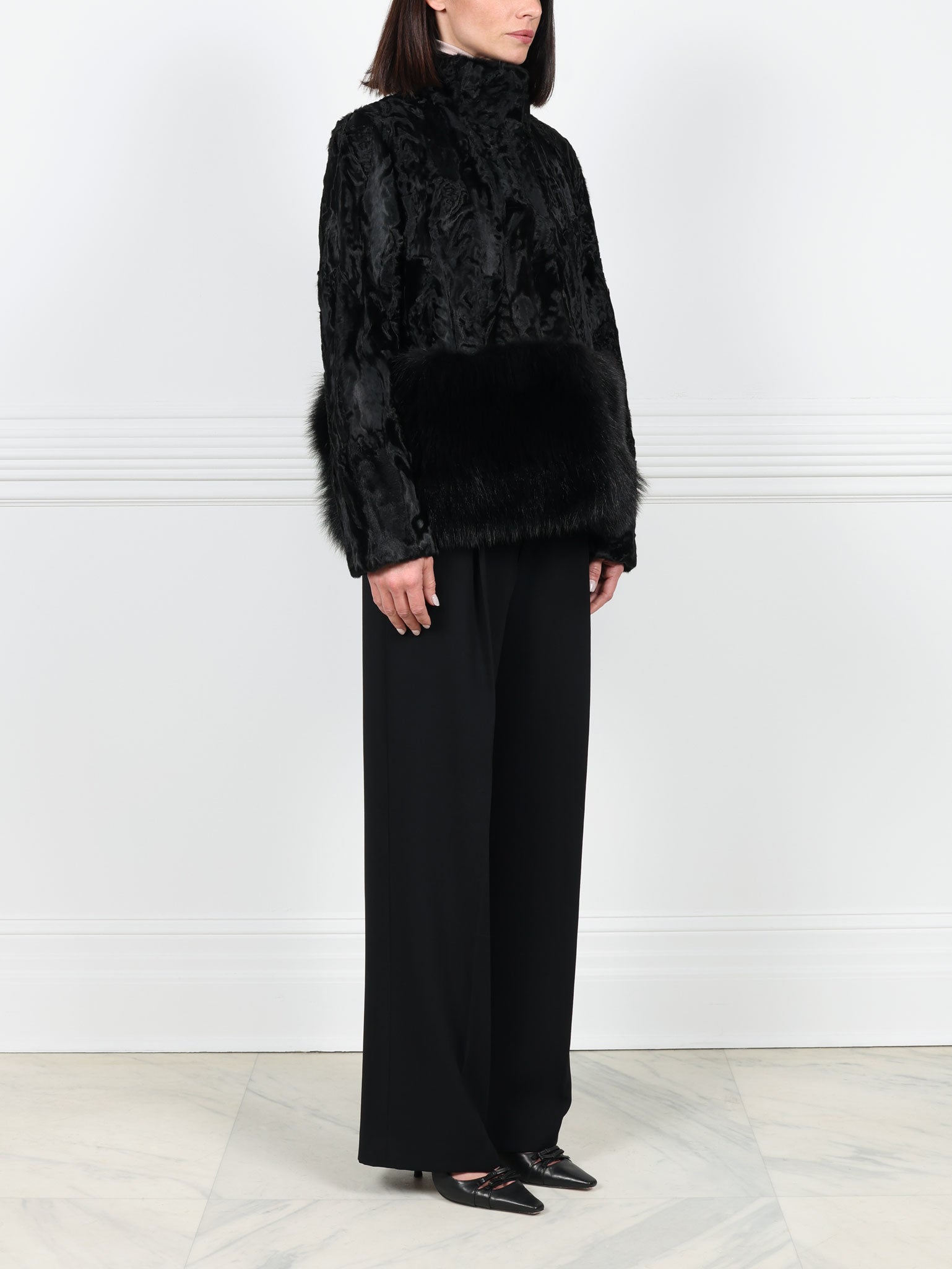 The Dover  Upcycled Lamb Jacket with Fur Trim