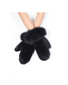 The Knitted Mink Mittens with Fox Trim