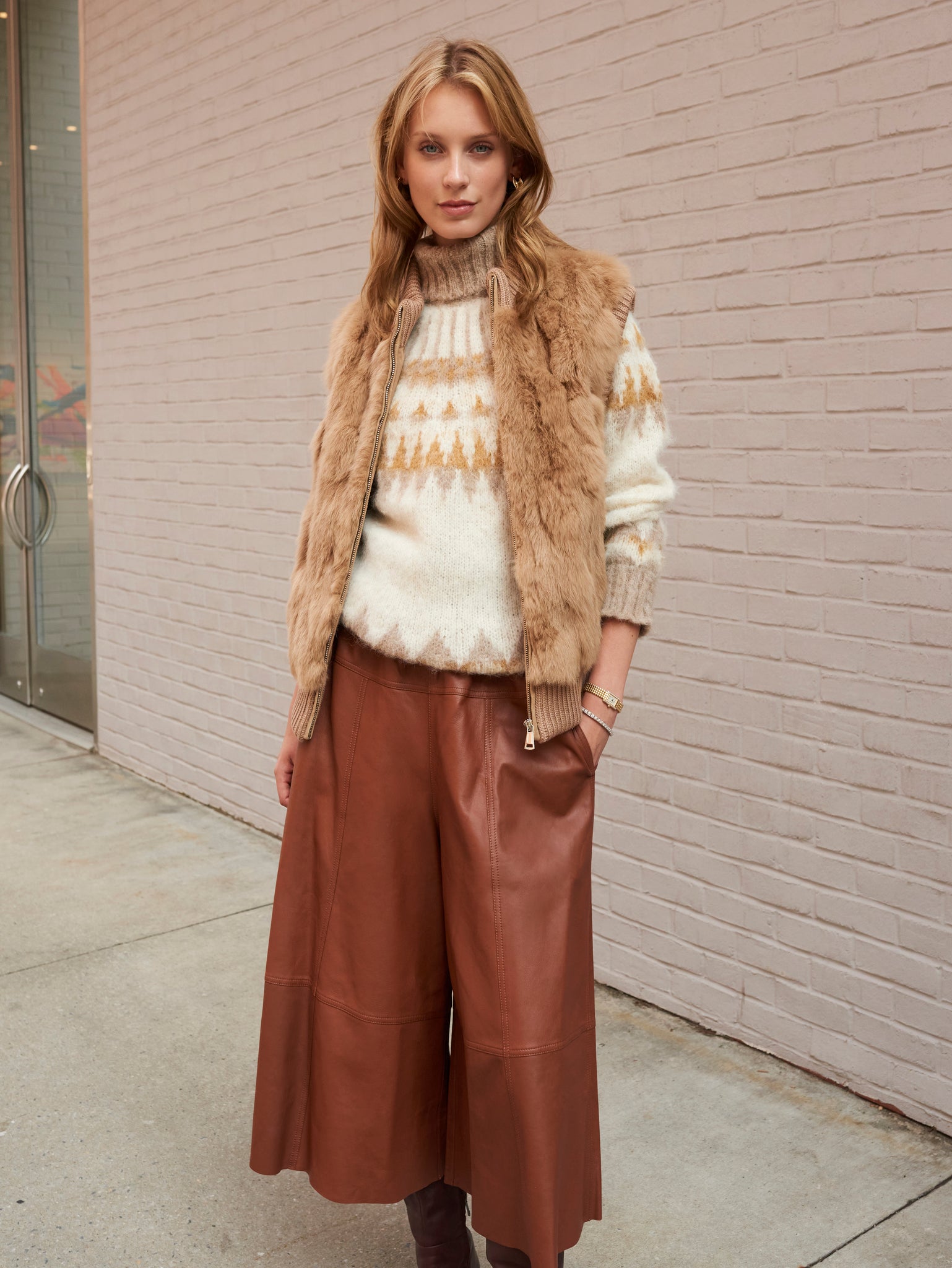 The Aurelia Upcycled Rabbit Vest with Knit Trim