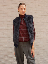 The Aurelia Upcycled Rabbit Vest with Knit Trim