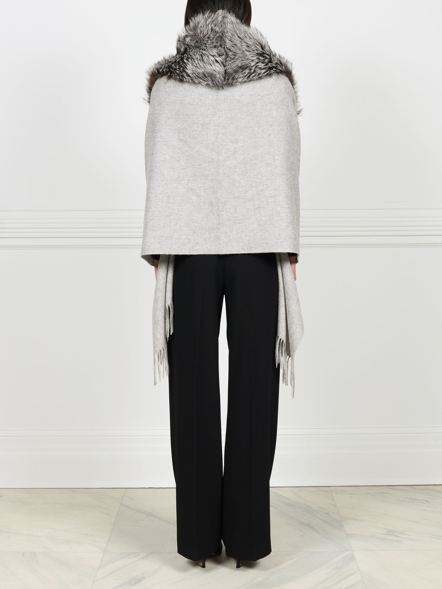 Fur Trim Fringed Stole