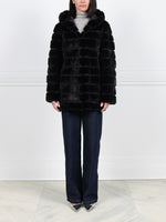 The Brigid Hooded Horizontal Mink Fur Coat