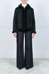 The Ilsa Plucked Green Mink Reversible Suedeback Jacket