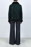 The Ilsa Plucked Green Mink Reversible Suedeback Jacket