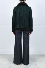 The Ilsa Plucked Green Mink Reversible Suedeback Jacket