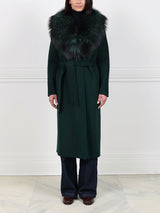 Double Face  Wool/Cashmere Blend Coat with Detachable Fox Collar