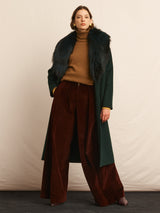 Double Face  Wool/Cashmere Blend Coat with Detachable Fox Collar