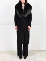 Double Face  Wool/Cashmere Blend Coat with Detachable Fox Collar