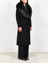 Double Face  Wool/Cashmere Blend Coat with Detachable Fox Collar