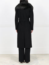Double Face  Wool/Cashmere Blend Coat with Detachable Fox Collar