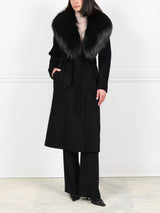 Double Face  Wool/Cashmere Blend Coat with Detachable Fox Collar