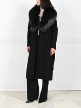 Double Face  Wool/Cashmere Blend Coat with Detachable Fox Collar