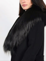 Double Face  Wool/Cashmere Blend Coat with Detachable Fox Collar