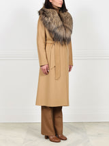 Double Face  Wool/Cashmere Blend Coat with Detachable Fox Collar