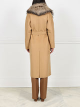 Double Face  Wool/Cashmere Blend Coat with Detachable Fox Collar