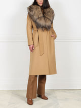 Double Face  Wool/Cashmere Blend Coat with Detachable Fox Collar