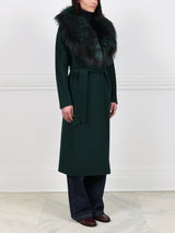 Double Face  Wool/Cashmere Blend Coat with Detachable Fox Collar