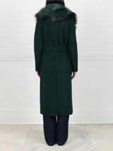 Double Face  Wool/Cashmere Blend Coat with Detachable Fox Collar
