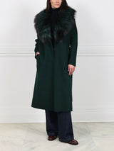Double Face  Wool/Cashmere Blend Coat with Detachable Fox Collar